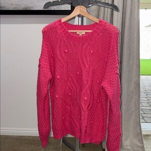 Kori Vibrant Pink Cable Knit Sweater
